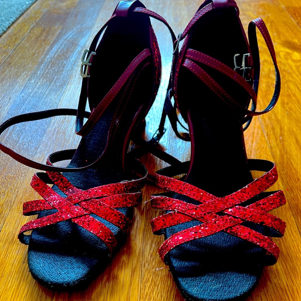 Ruby red salsa shoes